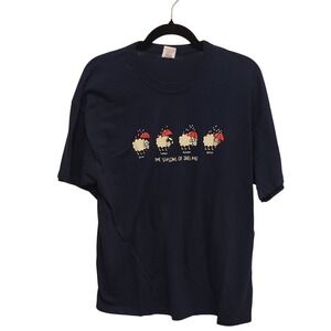 The Seasons of Ireland Sheep Navy Blue Graphic T Shirt Size L